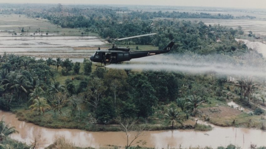 U.S. Huey helicopter spraying Agent Orange over Vietnam. (Photo by the U.S. Army Operations in Vietnam R.W. Trewyn, Ph.D.)