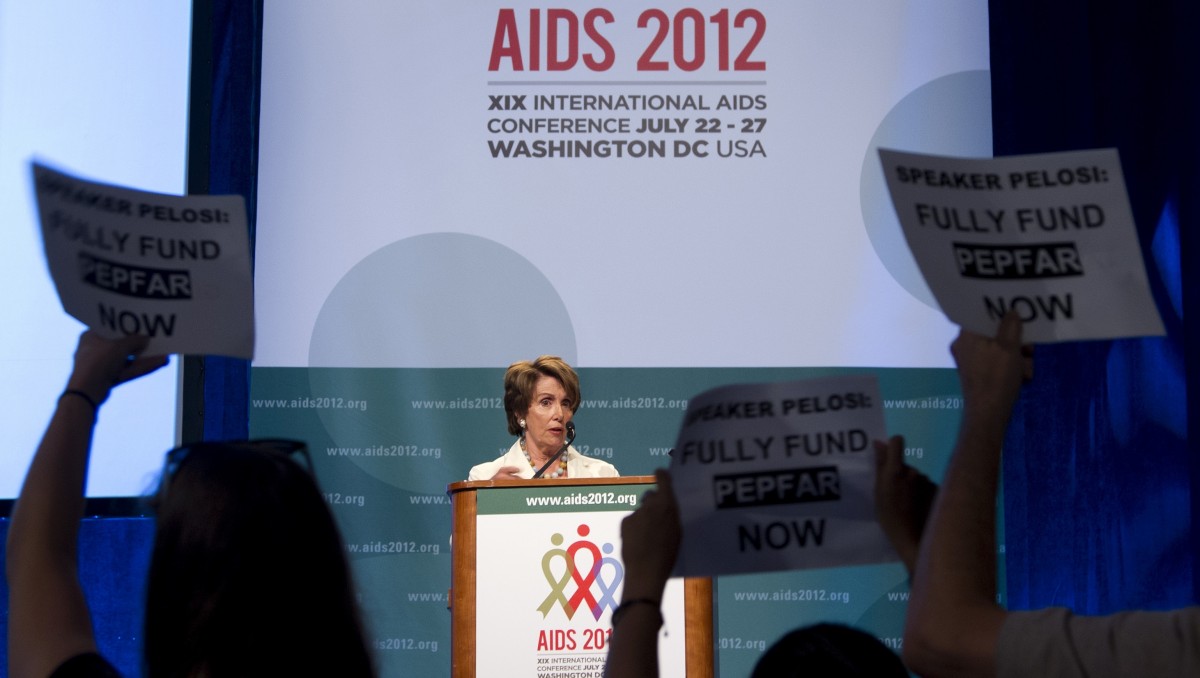 House Minority Leader Nancy Pelosi of Calif. speaks at the 2012 International AIDS Conference, Friday, July 27, 2012, in Washington. (AP Photo/Haraz N. Ghanbari)