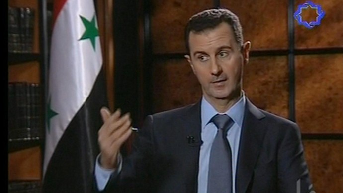 In this image taken from TV Syria's president Bashar al-Assad speaks during an interview in Tehran, Iran, Thursday June 28, 2012. (AP Photo/IRIB TV via APTN)