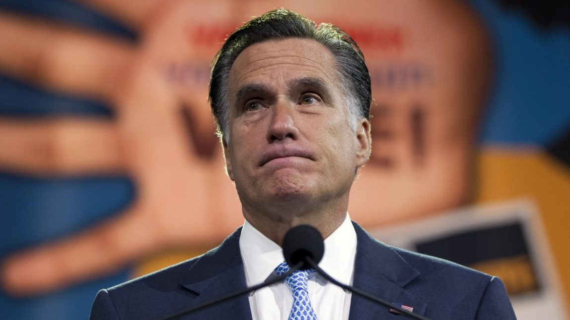 Republican presidential candidate, former Massachusetts Gov. Mitt Romney pauses during a speech to the NAACP annual convention, Wednesday, July 11, 2012, in Houston, Texas. (AP Photo/Evan Vucci)