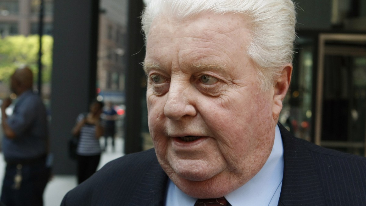 In this photo taken Monday, May 24, 2010, former Chicago Police commander Jon Burge departs the federal building in Chicago after the first day of jury selection in his obstruction of justice and perjury trial. (AP Photo/Charles Rex Arbogast)