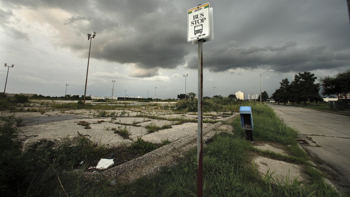 Destruction from Hurricane Katrina that has remained five years after the storm is seen in the New Orleans East section of New Orleans, Sunday, Aug. 22, 2010. (AP Photo/Gerald Herbert)