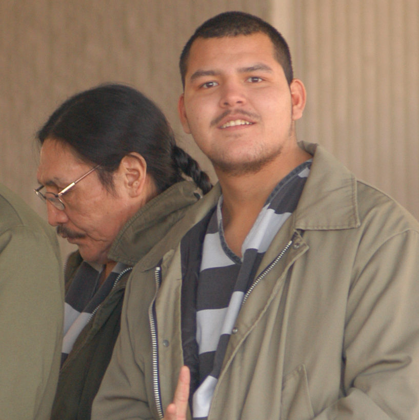 Inmates walk into the federal courthouse in Rapid City, S.D., Friday, Feb. 6, 2004. (AP Photos/Johnny Sundby)