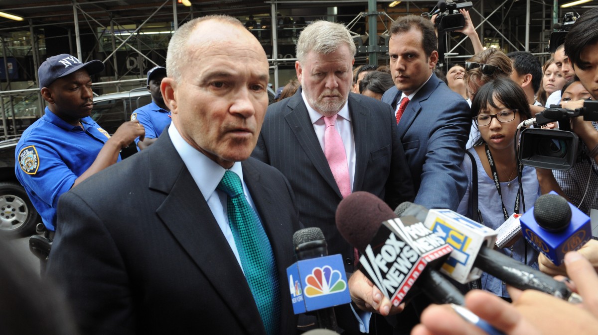 Police Commissioner Raymond Kelly speaks near the Empire State Building following a shooting, Friday, Aug. 24, 2012, in New York. (AP Photo/ Louis Lanzano)