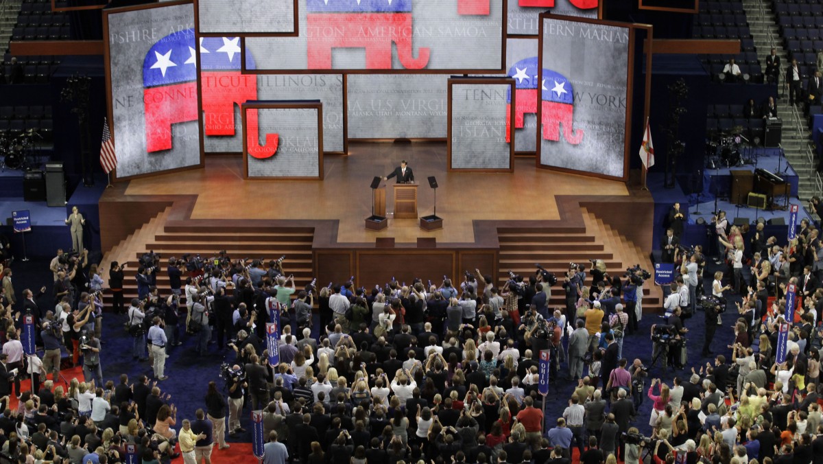 The Republican National Convention in Tampa, Fla., on Monday, Aug. 27, 2012. (AP Photo/David Goldman)