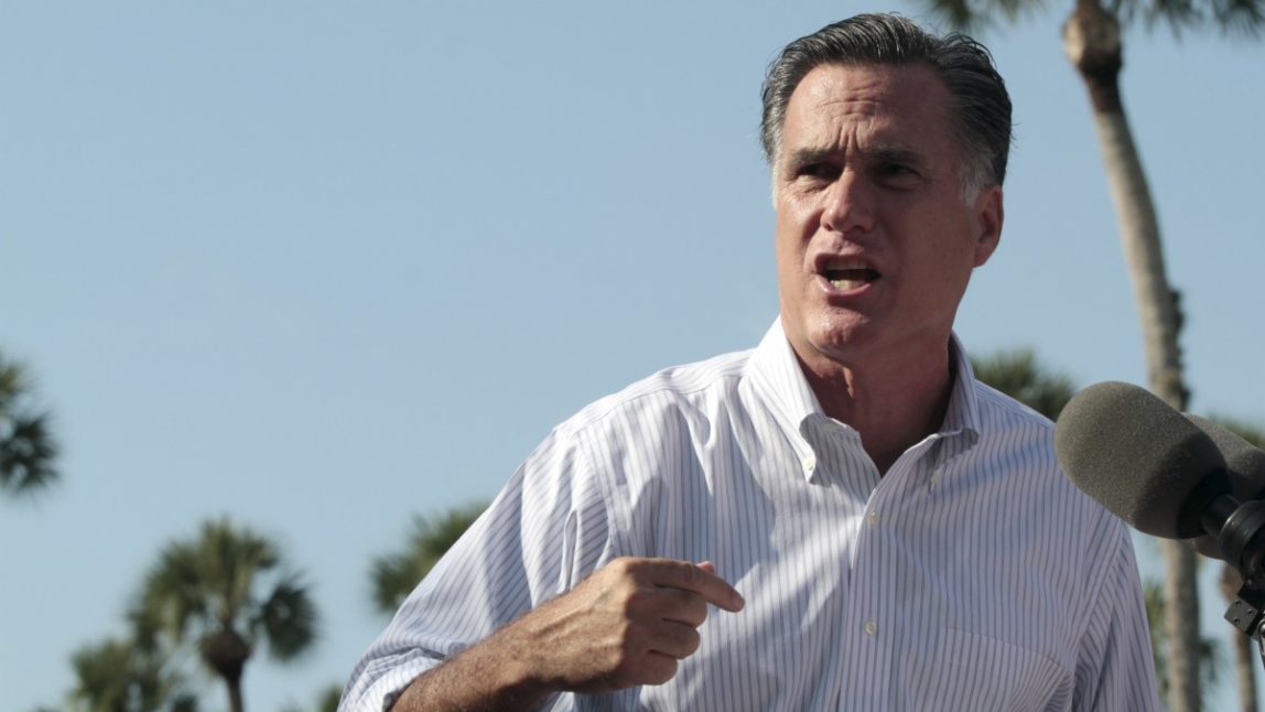 Republican presidential candidate, former Massachusetts Gov. Mitt Romney speaks during a campaign event at Flagler college, Monday, Aug. 13, 2012, in St. Augustine, Fla. (AP Photo/Mary Altaffer)