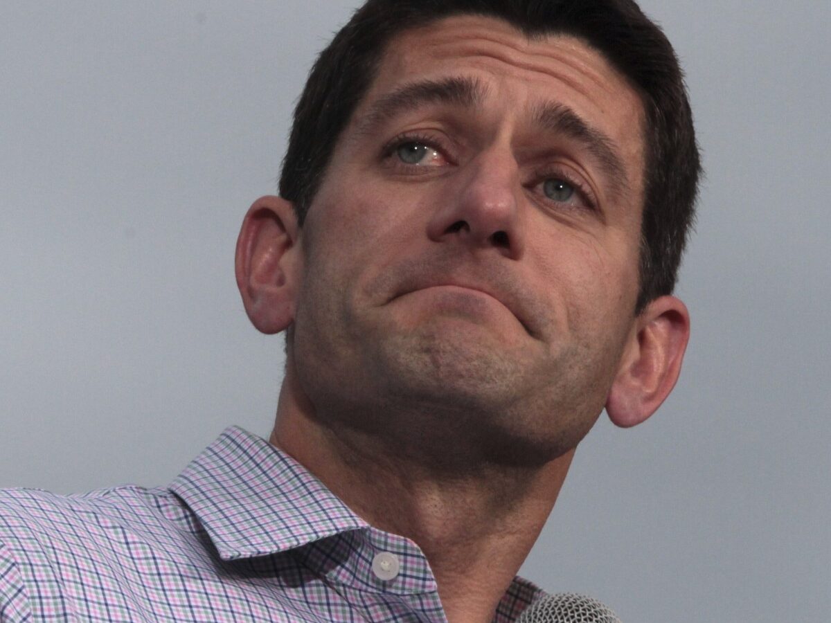 Republican vice presidential candidate Rep. Paul Ryan R-Wis., reacts to audience applause during a campaign event at the Waukesha county expo center, Sunday, Aug. 12, 2012 in Waukesha, Wis. (AP Photo/Mary Altaffer)
