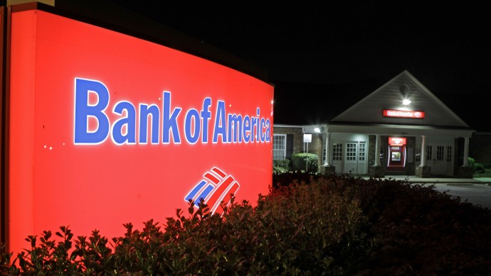 A Bank of America branch is shown in Charlotte, N.C., Friday, April 16, 2010. (AP Photo/Chuck Burton)