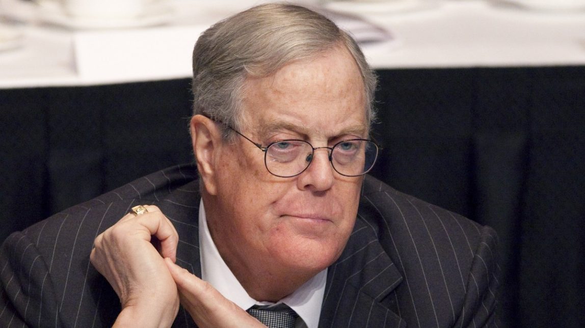 In this April 11, 2011 file photo, David Koch, executive vice president of Koch Industries, attends a meeting of the Economic Club of New York. (AP Photo/Mark Lennihan, File)