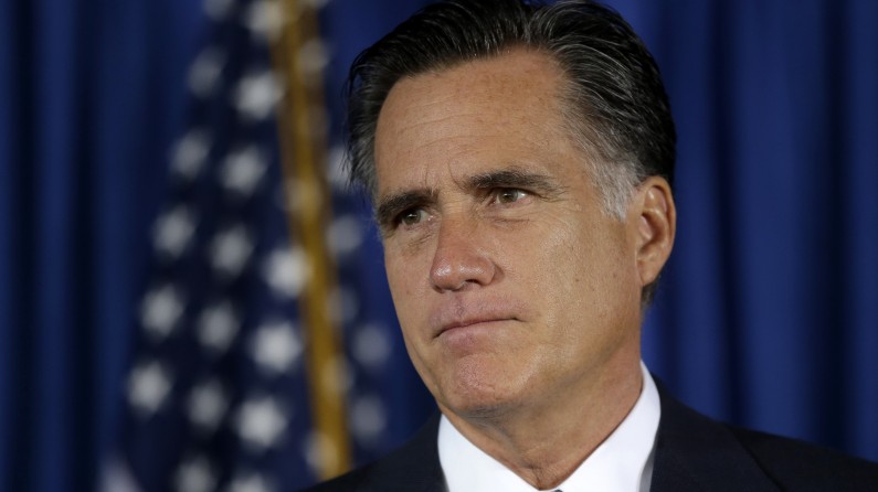 Republican presidential candidate, former Massachusetts Gov. Mitt Romney makes comments on the killing of U.S. embassy officials in Benghazi, Libya, while speaking in Jacksonville, Fla., Wednesday, Sept. 12, 2012. (AP Photo/Charles Dharapak)