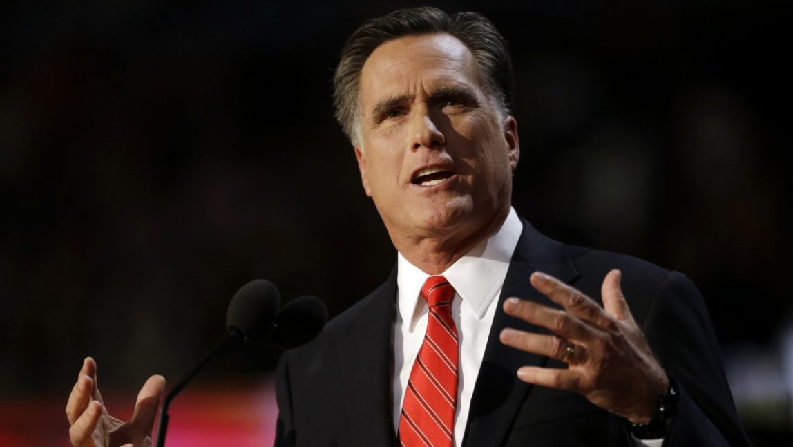 In this Aug. 30, 2012 file photo, Republican presidential candidate Mitt Romney speaks at the Republican National Convention in Tampa, Fla. (AP Photo/David Goldman, File)