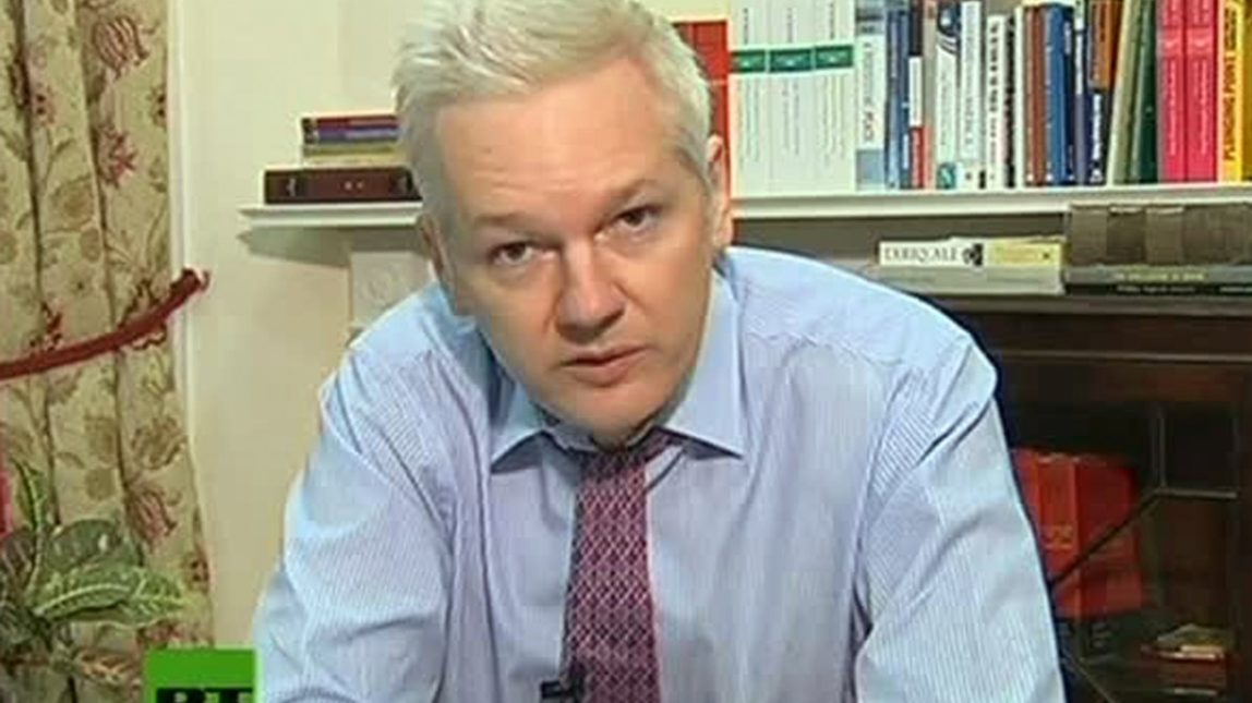 In this Sept. 26, 2012 image taken from Russia Today, WikiLeaks founder Julian Assange speaks inside Ecuador's embassy in London, Britain. (AP Photo/Russia Today via AP video)