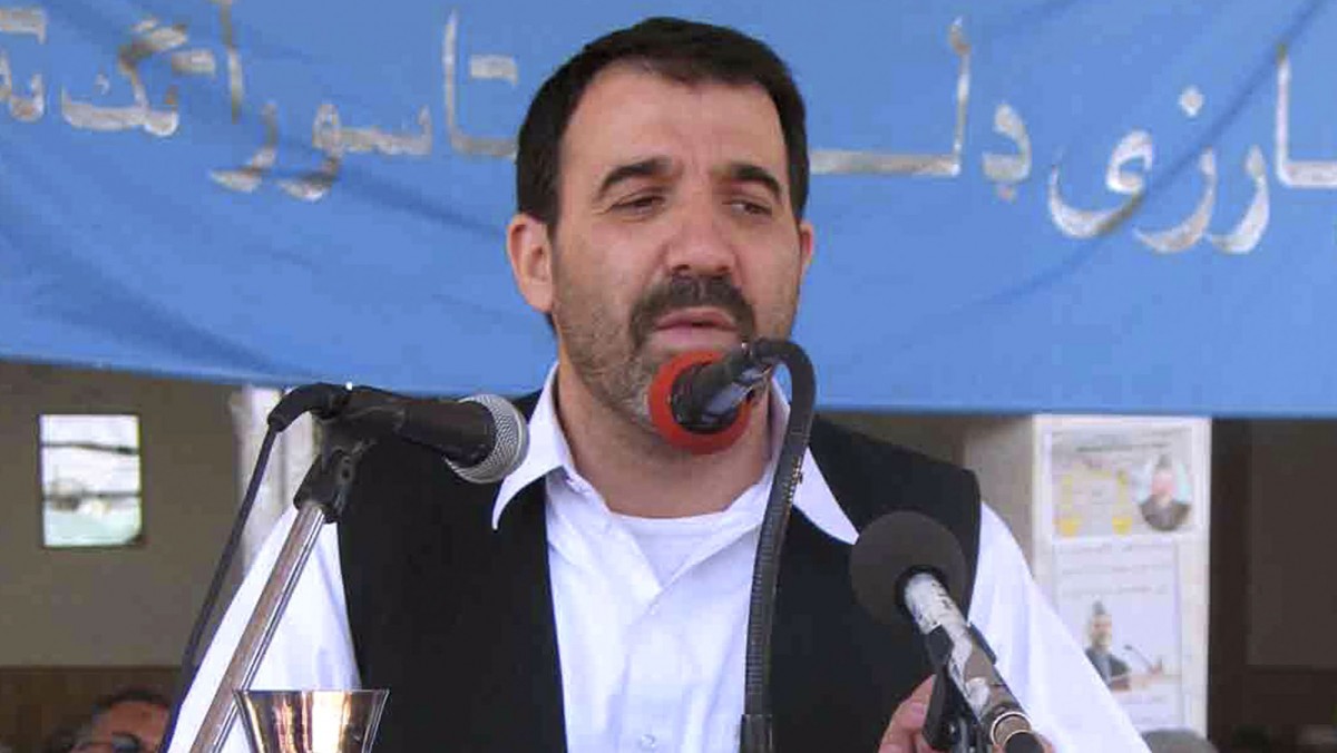 This undated file photo shows Ahmad Wali Karzai brother of Afghan President Hamid Karzai speaking during a meeting with elders in Kandahar province south of Kabul, Afghanistan. (AP Photo/File)