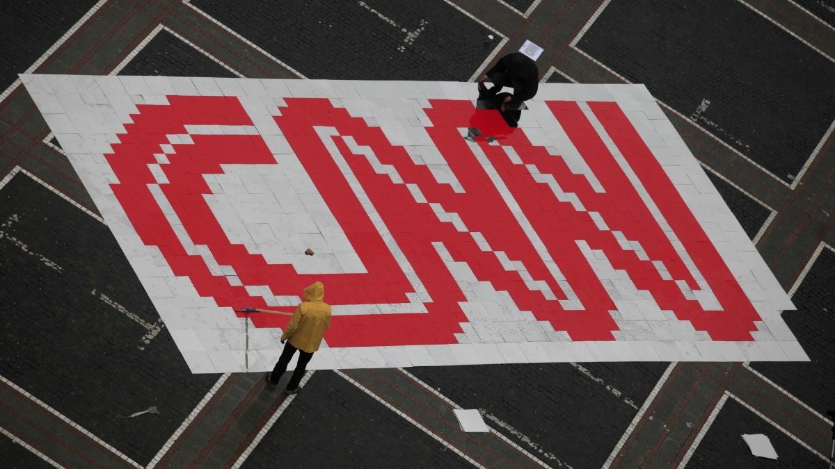 The CNN logo is shown here. (Photo Martin Oeser/dapd)