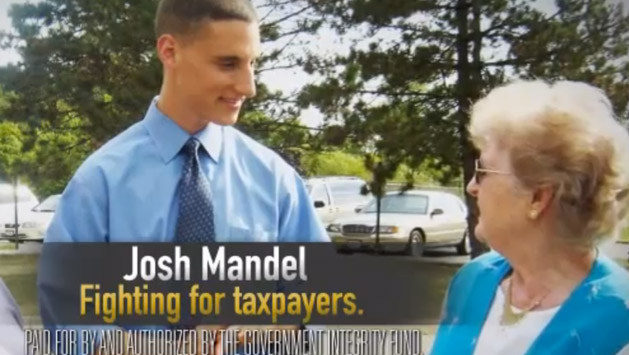 A screenshot from a Government Integrity Fund ad supporting Republican Senate candidate Josh Mandel.