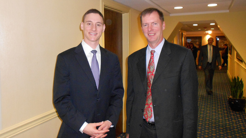 Josh Mandel stands with Mark Weyermuller on May 23, 2012. (Photo by PublicPolicyStudy via Flikr)