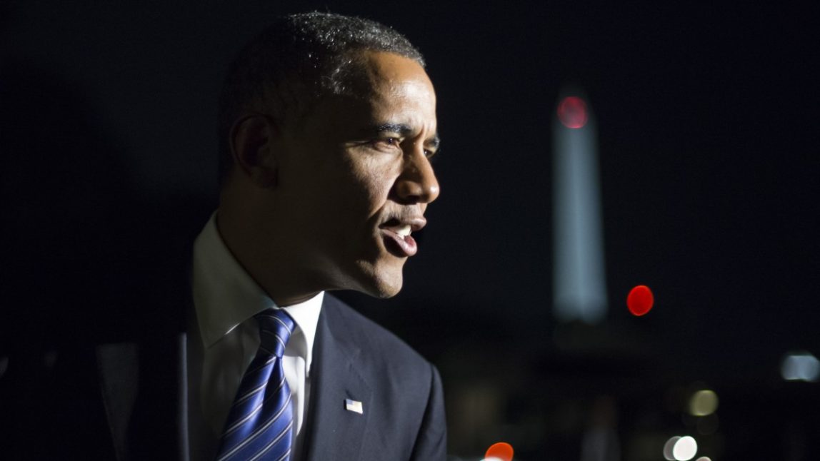 Remarking on the vice presidential debate, President Barack Obama tells reporters, "I think Joe Biden did great. I couldn't be prouder," as he returns to the White House in Washington after a day of campaign events in Miami, Thursday night, Oct. 11, 2012. (AP Photo/J. Scott Applewhite)