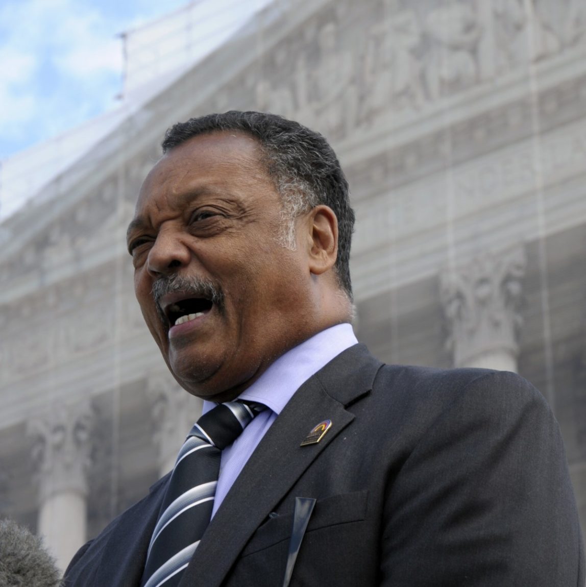 Rev. Jesse Jackson, left, and Rev. Al Sharpton, right, speak to reporters outside the Supreme Court in Washington, Wednesday, Oct. 10, 2012. The Supreme Court is taking up a challenge to a University of Texas program that considers race in some college admissions. The case could produce new limits on affirmative action at universities, or roll it back entirely. (AP Photo/Susan Walsh)