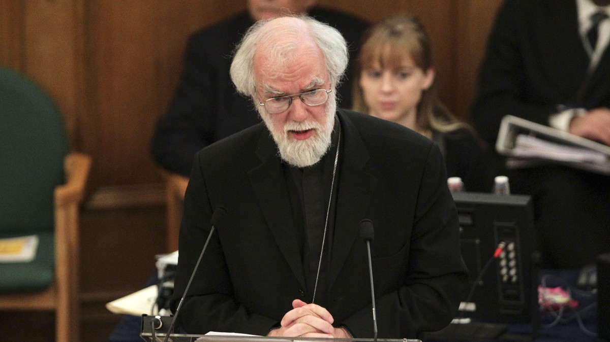 The outgoing Archbishop of Canterbury Rowan Williams speaks during a meeting of the General Synod of the Church of England, at Church House in central London, Wednesday Nov. 21, 2012. (AP Photo/Yui Mok, Pool)