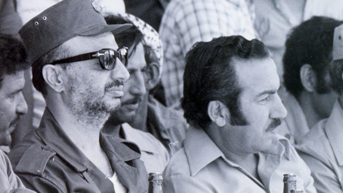 Undated file photograph of Palestinian leader Yasser Arafat, left, along with his deputy Abu Jihad, right, made available by the Palestinian Authority in Gaza City of the Gaza Strip. (AP Photo/Palestinian Authority, File)