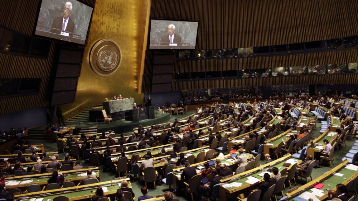 Palestinian President Mahmoud Abbas speaks during the 67th session of the United Nations General Assembly at U.N. headquarters in this Thursday, Sept. 27, 2012 file photo. (AP Photo/Seth Wenig)