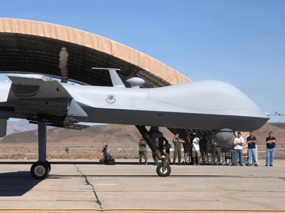 In this image released by the Department of Defense, An MQ-9 Reaper unmanned aerial vehicle from the 42nd Attack Squadron taxis into Creech Air Force Base, Nev., March 13, 2007. (AP Photo/U.S. Air Force, Senior Airman Larry E. Reid Jr.)