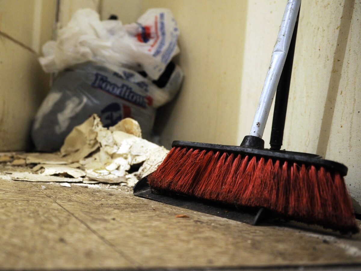 The plaster from a collapsed ceiling is seen in an apartment at 1576 Taylor Ave. Wednesday, April 21, 2010 in the Bronx borough of New York. (AP Photo/Stephen Chernin)