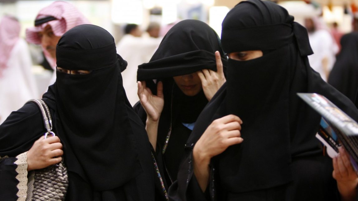 In this March 29, 2010 file photo, Saudi women visit the Saudi Travel and Tourism Investment Market (STTIM) fair in Riyadh, Saudi Arabia. (AP Photo/Hassan Ammar, File)