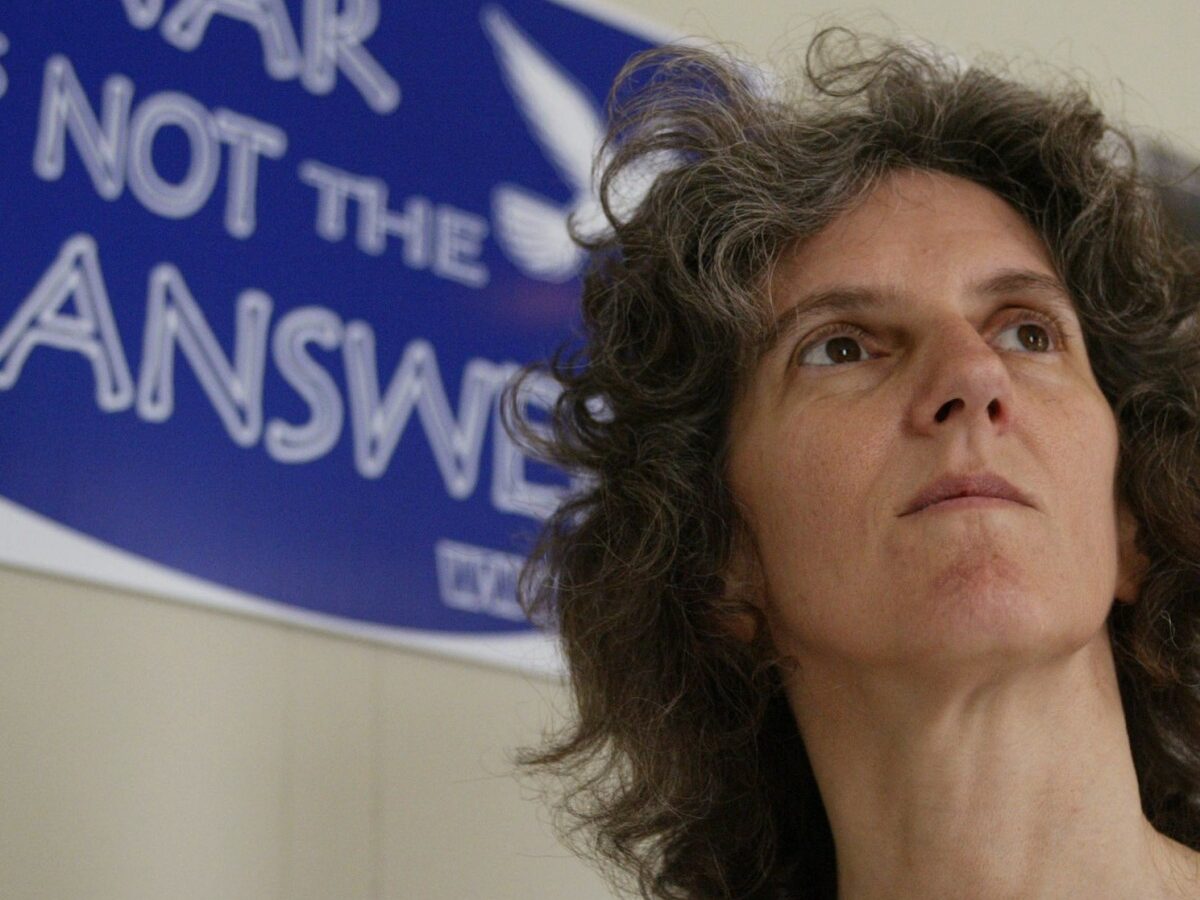 Priscilla Adams is shown in her Camden, N.J., office Wednesday, July 23, 2003. Adams, 50, a longtime peace and justice organizer for her Quaker religion, finds herself at the center of a second court battle with the Internal Revenue Service. She has refused to pay at least some of her federal taxes since 1974. (AP Photo/Joe Kaczmarek)