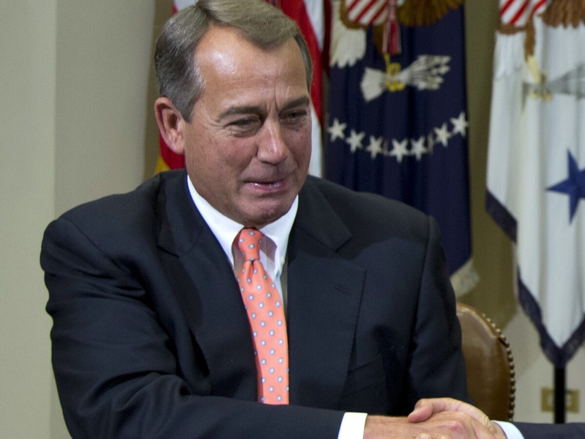 This Nov. 16, 2012 file photo shows President Barack Obama shaking hands with House Speaker John Boehner of Ohio in the Roosevelt Room of the White House in Washington, during a meeting to discuss the deficit and economy. (AP Photo/Carolyn Kaster, File)