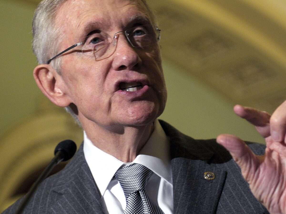 Senate Majority Leader Harry Reid of Nevada speaks to reporters following the Democratic policy luncheon on Capitol Hill in Washington, Tuesday, Dec. 18, 2012. (AP Photo/Susan Walsh)