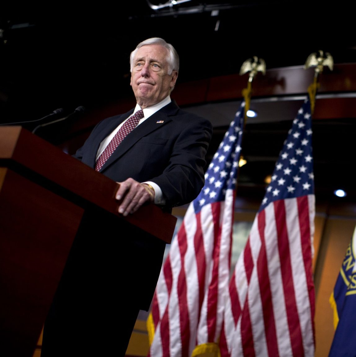 House Minority Whip Rep. Steny Hoyer of Md., pauses during a news conference on Capitol Hill in Washington, Thursday, Dec. 27, 2012, where he urged House Republicans to end the pro forma session and call the House back into legislative session to negotiate a solution to the fiscal cliff. (AP Photo/ Evan Vucci)