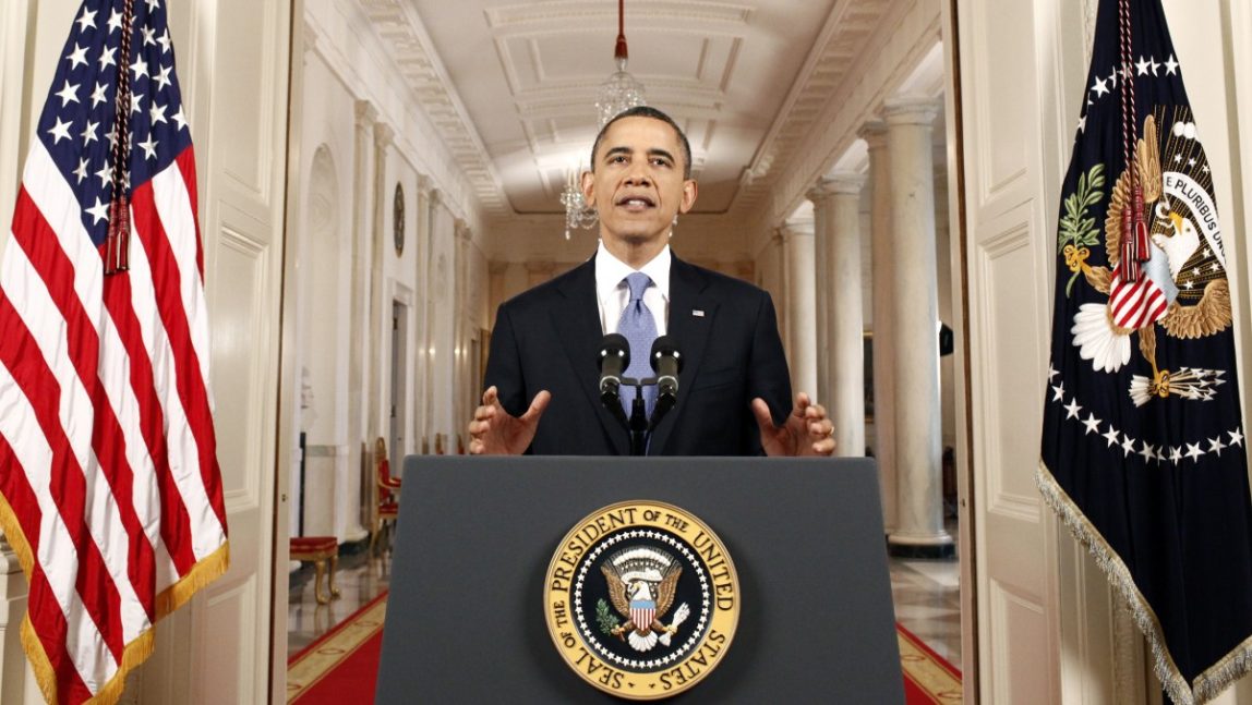 In this Thursday, June 28, 2012 file photo, President Barack Obama speaks in the East Room of the White House in Washington after the Supreme Court ruled on his health care legislation. (AP Photo/Luke Sharrett, Pool)