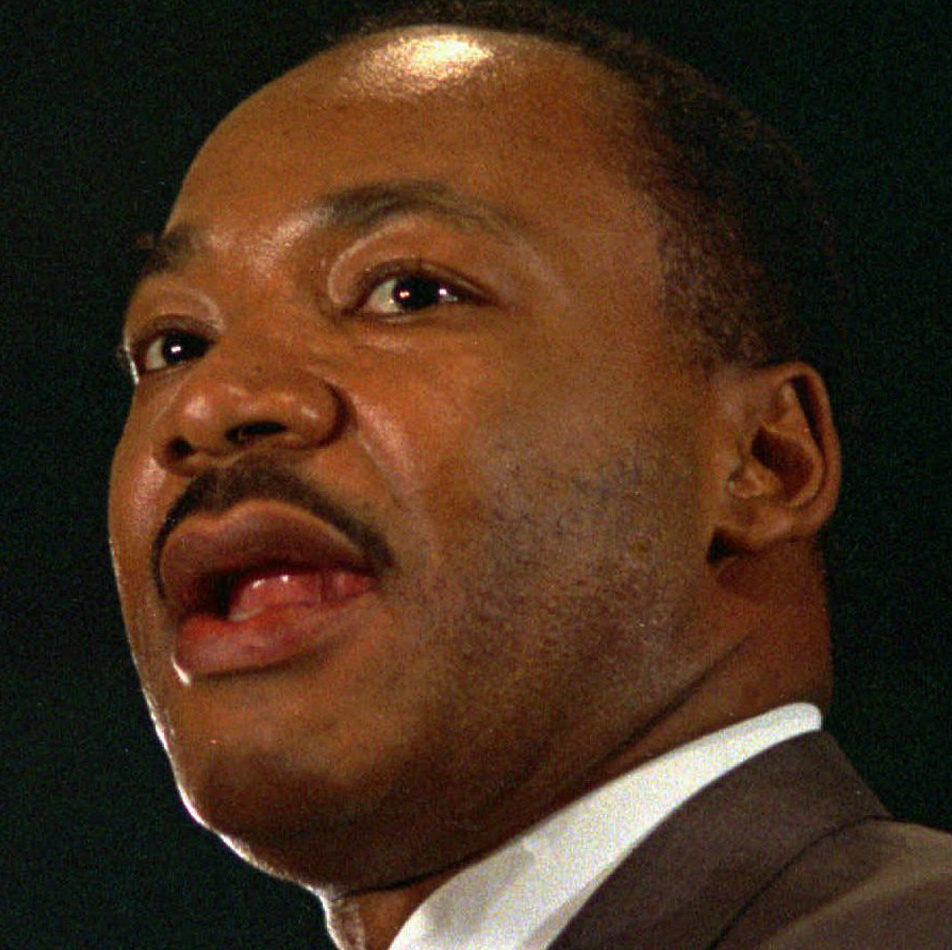 In this combination of file photos, the Rev. Martin Luther King Jr. speaks at a peace rally in New York on April 15, 1967, left, and President Barack Obama speaks at an election night party in Chicago after winning a second term in office on Nov. 7, 2012. (AP Photo, File)