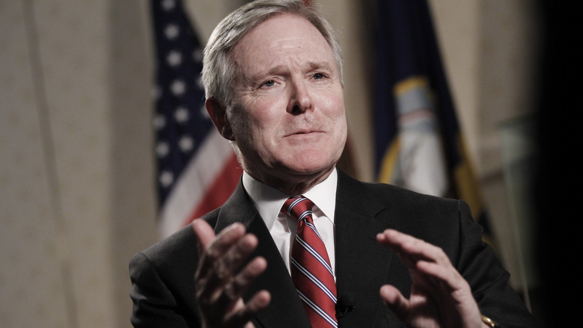 In this Aug. 26, 2010 file photo, Navy Secretary Ray Mabus is interviewed by The Associated Press at the Pentagon in Washington. (AP Photo/Charles Dharapak, File)