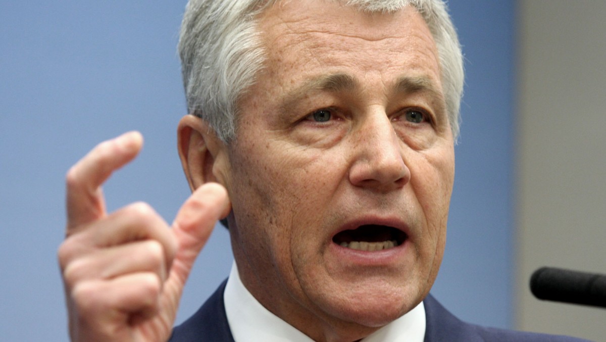 In this June 26, 2008 file photo, then Sen. Chuck Hagel, R-Neb., speaks on foreign policy at the Brookings Institution in Washington. (AP Photo/Lauren Victoria Burke, File)
