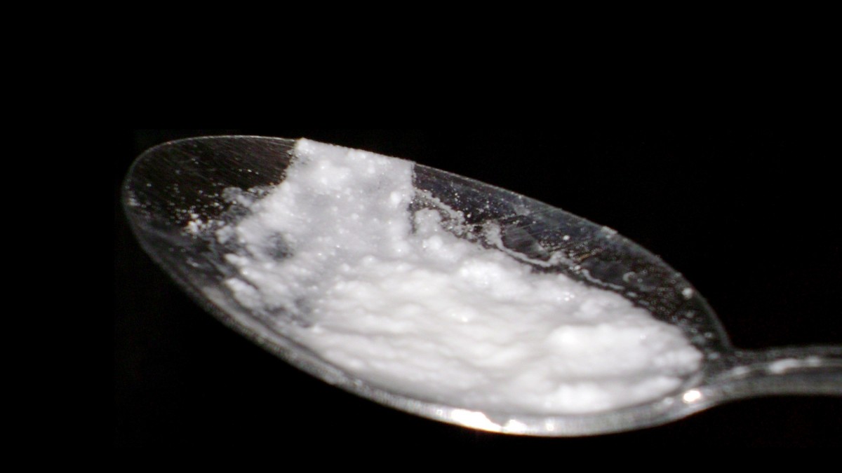 A spoon containing baking soda, cocaine, and a small amount of water. Used in a "poor-man's" crack-cocaine production. (Photo/Korwin via Wikimedia Commons)