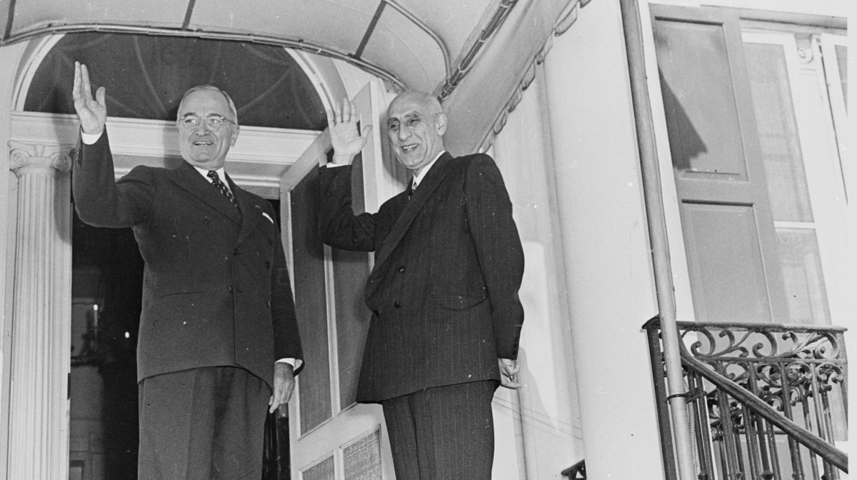 U.S. President Harry Truman, left, and Iranian Prime Minister Mohammad Mossadegh, right, stand together on Oct. 23, 1951. The coup d'état that led to the democratically elected Mossadegh's ouster two years later was orchestrated by the U.S. CIA, declassified documents confirm. (Photo/Abbie Rowe via Wikimedia Commons)
