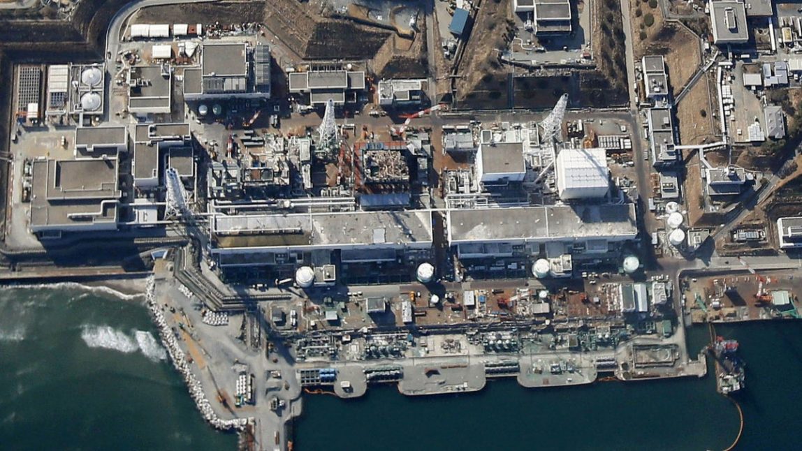This aerial view shows the tsunami-ravaged Fukushima Dai-ichi nuclear power plant in Fukushima Prefecture, northeastern Japan, Monday, March 11, 2013. (AP Photo/Kyodo News)