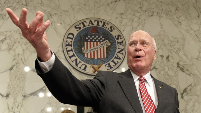 In this June 28, 2010, file photo, Senate Judiciary Committee Chairman Sen. Patrick Leahy, D-Vt., gestures on Capitol Hill in Washington. Sen. Leahy on April 25, 2013, won passage in the Senate Judiciary Committee of a bill requiring the authorities get a warrant to read your e-mail and cloud-stored data.  (AP Photo/Susan Walsh)