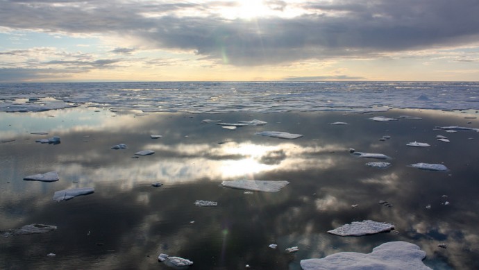 Small patches of sea ice appear in the vsmall patches of sea ice in the Chukchi Sea in 2011. According to a new report, the Arctic warmed at twice the rates seen elsewhere in 2012. (Photo/NASA Goddard Space Flight Center via Flickr)