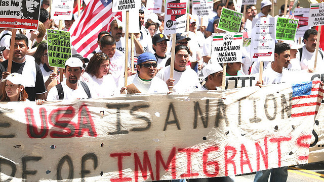 An rally for immigration rights on May 1, 2006 in California.  (Photo/Thomas Hawk via Flickr)