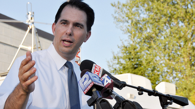 Wisconsin Gov. Scott Walker addressing members of the Wisconsin National Guard's 82nd Agribusiness Development Team on Sept. 11, 2012. (Photo/WisGuard Pics via Flickr)
