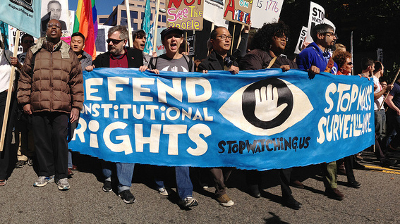 Activists rally for privacy rights and advocate agasint surveillance in this October 26, 2013 photo. (Photo/Electronic_Frontier_Foundation via Flickr)