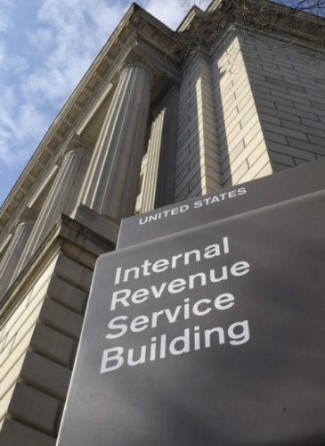 The exterior of the Internal Revenue Service building in Washington