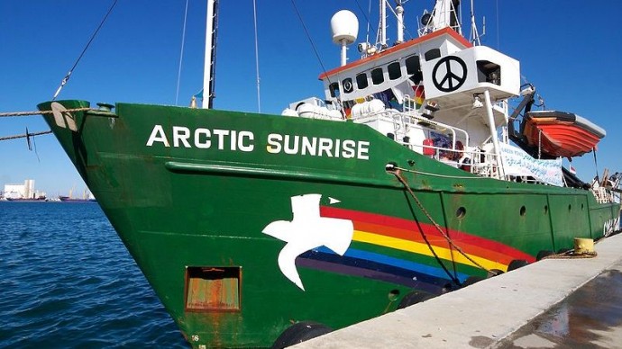 The Greenpeace Arctic Sunrise ship in this December 16, 2007 photo. (Photo/Salvatore Barbera via Wikimedia Commons)