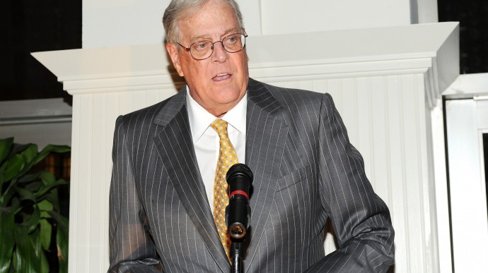 Koch Industries executive VP David Koch speaks at the CANCER: The Emperor of All Maladies Television Launch Event hosted by Stand Up To Cancer (SU2C) and WETA at Remi on June 11(Photo by Evan Agostini/Invision for Stand Up 2 Cancer/AP Images)