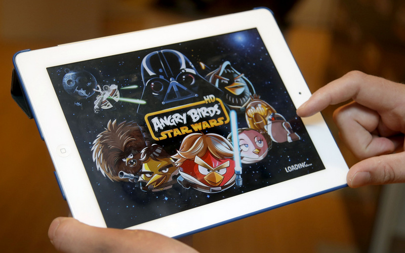 In this photo released by Lucasfilm, a developer demonstrates the Angry Birds Star Wars game. (AP Photo/Lucasfilm, Gary He)