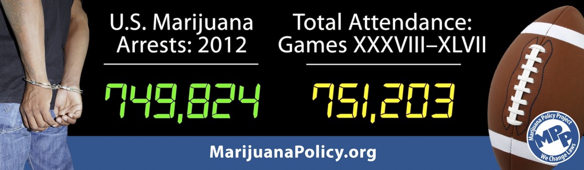 Super Bowl Billboard Ad from The Marijuana Policy Project.