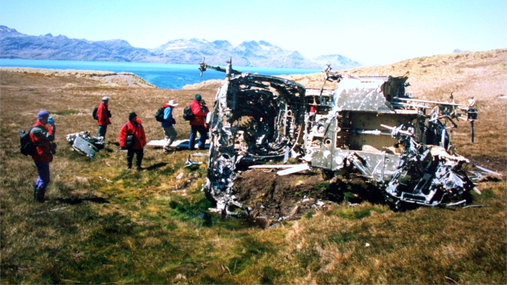 Remains of a Puma helicopter, which was shot down by Royal Marines from King Edward Point during Falklands War.The image was taken at South Georgia Island. (Photo by Brocken Inaglory via WIkimedia Commons)